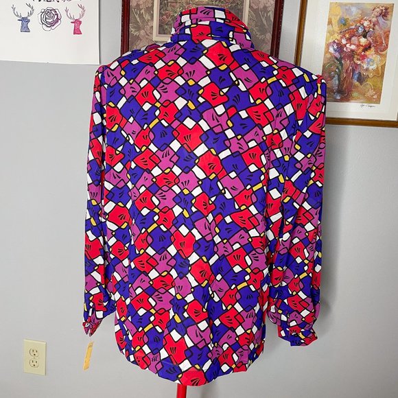 80's Rhonda Lee | deadstock | BOLD geometric blouse - Picture 4 of 7